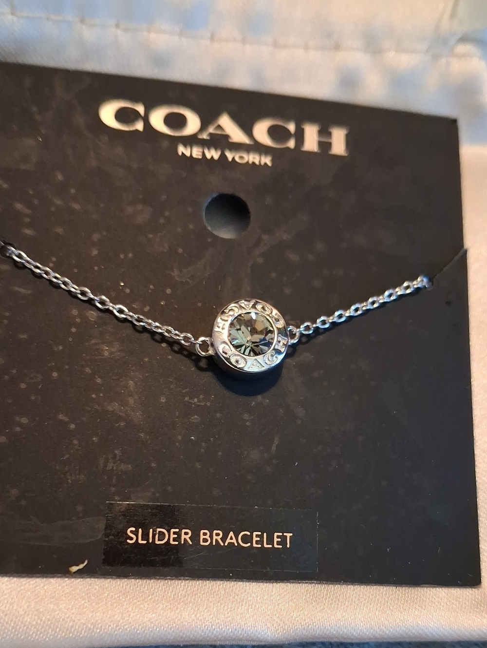 COACH Silver Tone Crystal Slider Bracelet - Silver